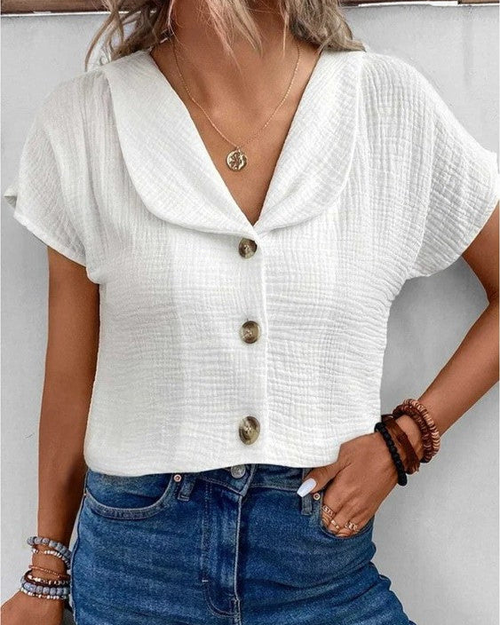 Anthousa™ | Top with Collar and Buttons