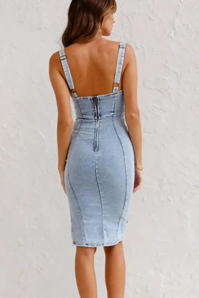 Aria™ | Effortlessly Chic Denim Midi Dress