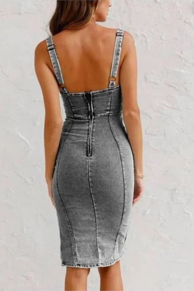 Aria™ | Effortlessly Chic Denim Midi Dress