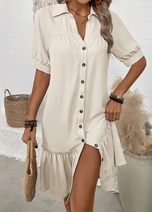 Aliyah™ | Button-Down Ruffle Hem Dress