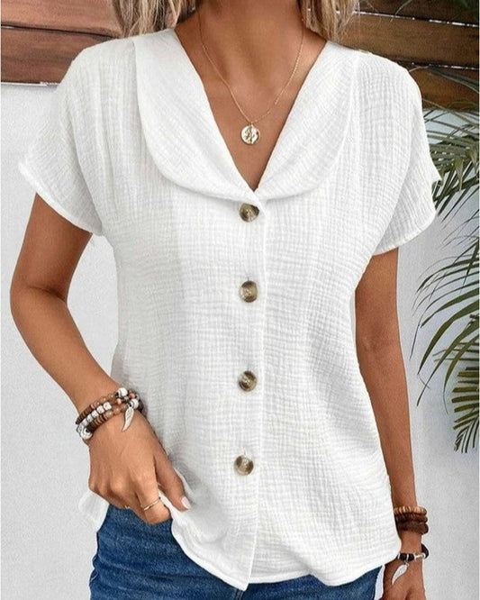 Anthousa™ | Top with Collar and Buttons